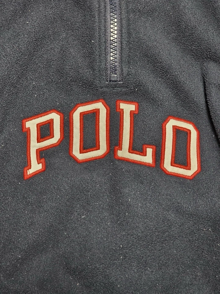 Polo Ralph Lauren 1/4 Pullover Polar Juvenil Talla 3T Bolsillos Bandera EE. UU. Logo Azul Foto 3 de 4