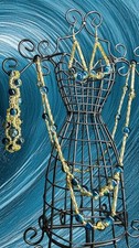 Handmade Gold Tone And Blue Glass Bead Jewelr...