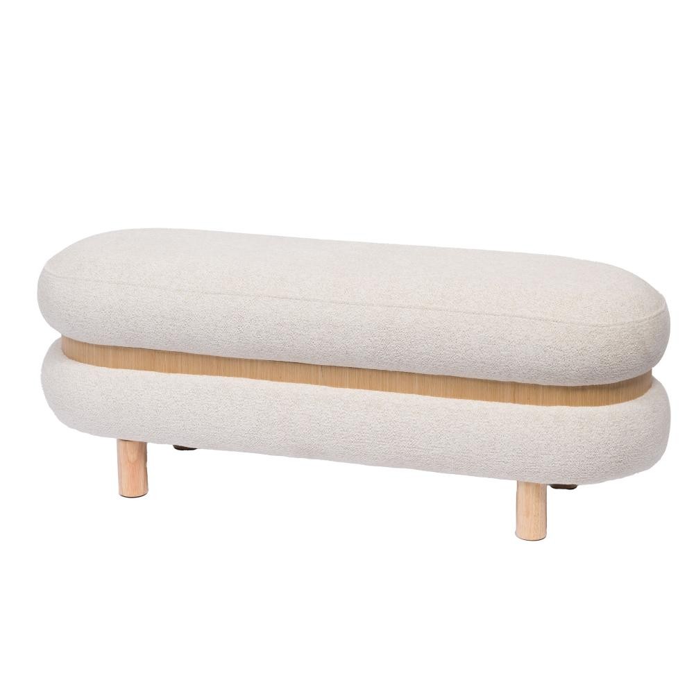 Banc ocrina blanc tissu compact 36x40.7 cm pour meubler facilement les entrées étroites