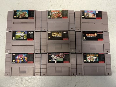 SNES Game Bundle Lot Mario Kart Tetris Donkey Kong Mario All Stars Pac-Man Ken
