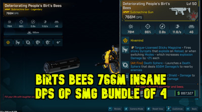 Borderlands 4 BIRTS BEES 766M HIGH DPS SMG MODDED WAFFE alle 4 GUNS