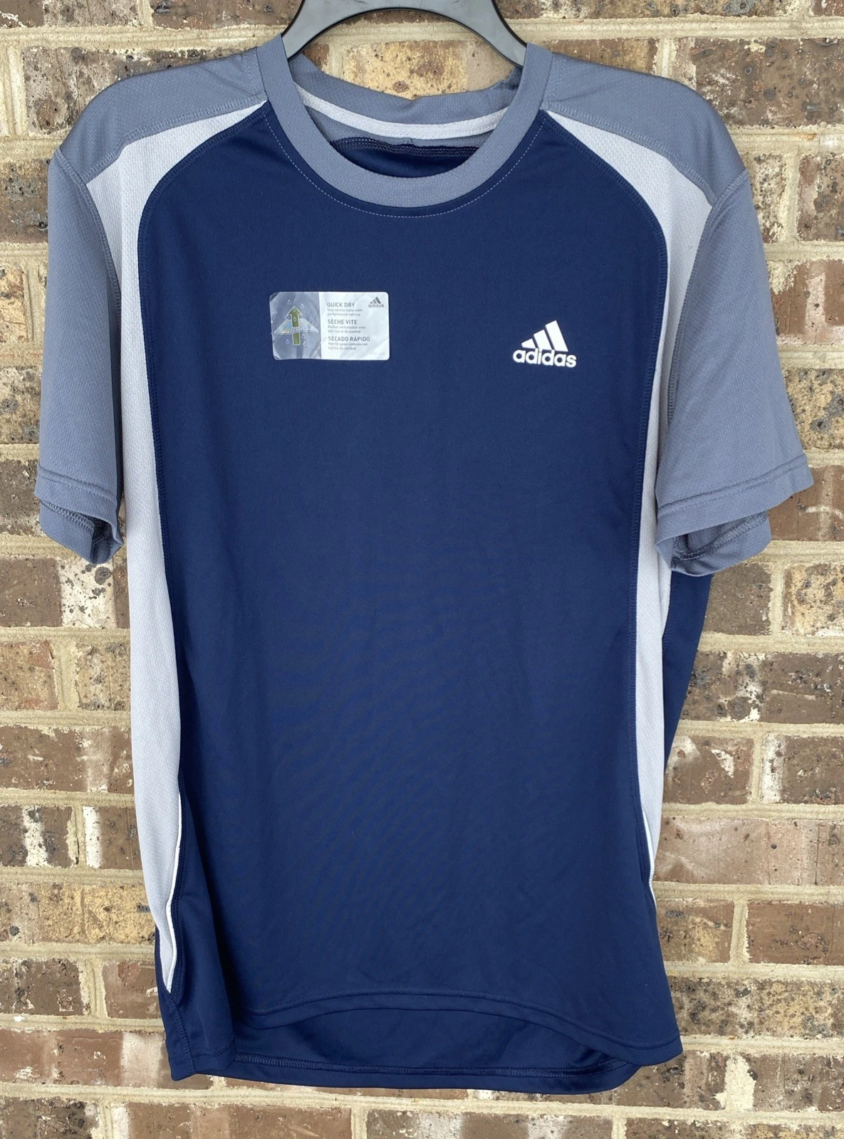 Adidas Climalite Short Sleeve Quick Dry TShirt Mens M Navy Gray Gym Athletic NWT