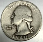 1940 P Washington 90% Silver Quarter Circulated Condition 25c US Coin - 2867