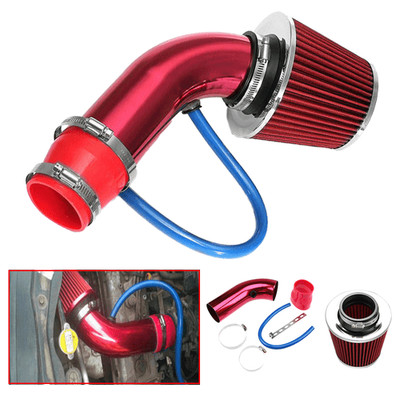 3'' RED Car High Performance Flow Cold Air Intake Cone Filter Dry Hose Pipe Kit