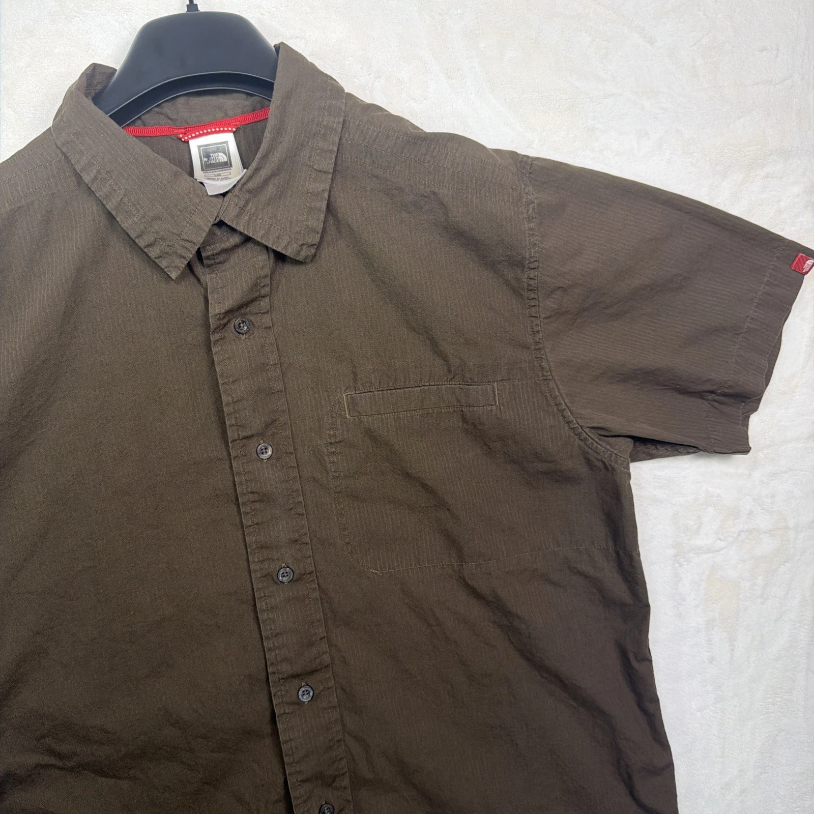 North Face Men’s Large Shirt Technical Ripstop Short Sleeve Hiking/Travel Brown