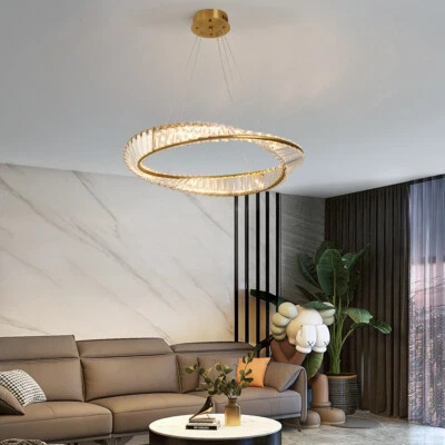 GREELUSTR Crystal Chandelier LED Ceiling Light Pendant Light Height Adjustable Living Room