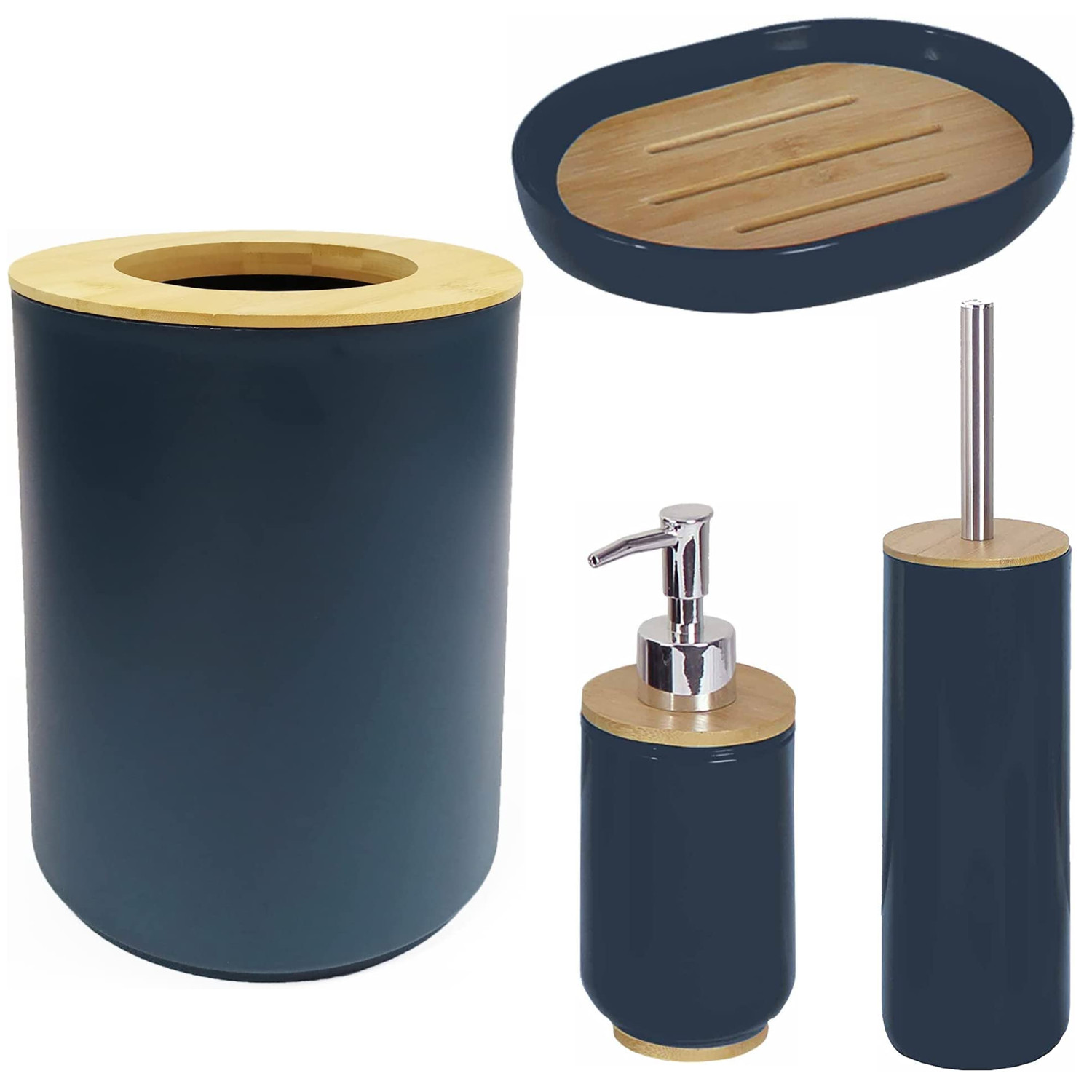 Kit salle de bain bambou bleu pour organiser un petit espace humide