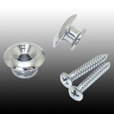 NEW - Oversized Guitar Strap Buttons 2 With Screws - CHROME