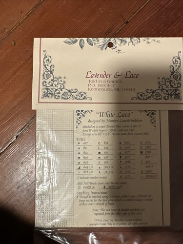 Lavender and Lace White Lace Wedding Cross Stitch Pattern Bride New in Package - Picture 2 of 2
