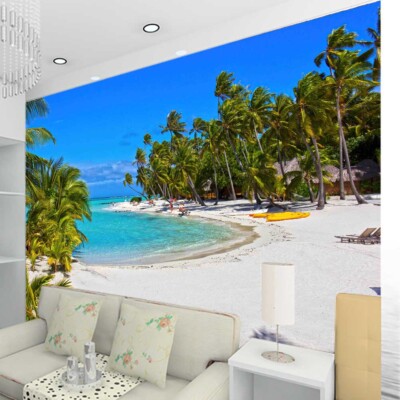 Sandy Blue Seawater Full Wall Mural Photo Wallpaper Printing 3D Decor Kid Home