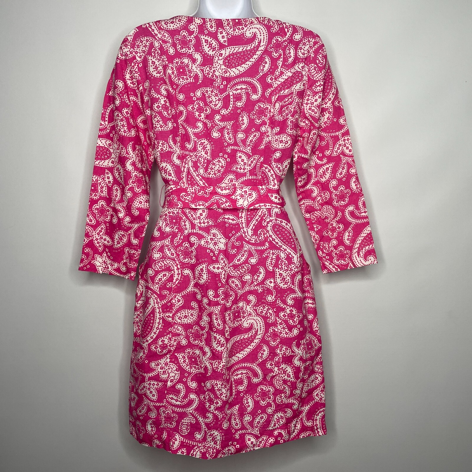 Hailee Pink Paisley Linen Cotton Dress
