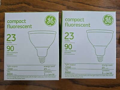 Pack Of 2 GE Lighting Compact Fluorescent Lamp Bulbs 23 Watts 120 V 1000 Lumens