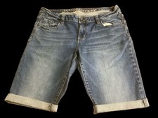 BULLHEAD Women s Bermuda Jeans Shorts 13R 36x10 Cuffed Stretch Denim Med-Wash