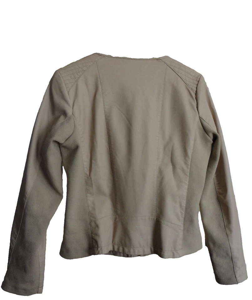 Chaqueta Moto Calvin Klein Grande Beige Crema ¡Hermosa! Foto 4 de 4