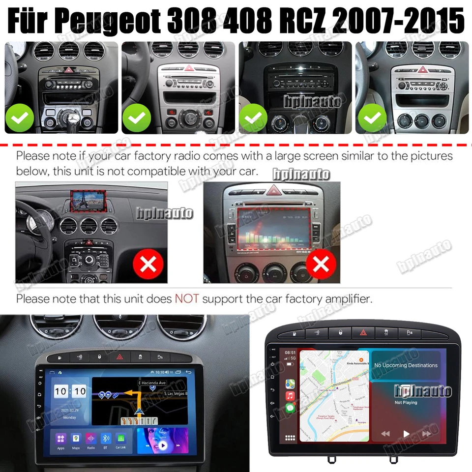 DAB+ 64G Android14 Autoradio GPS Navi WiFi SWC Für Peugeot 308 408 RCZ 2007-2015 - Bild 2 von 4
