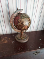 Italian Miniature World Globe Made In Italy 9 Inch Tall Bookshelf Library Decor