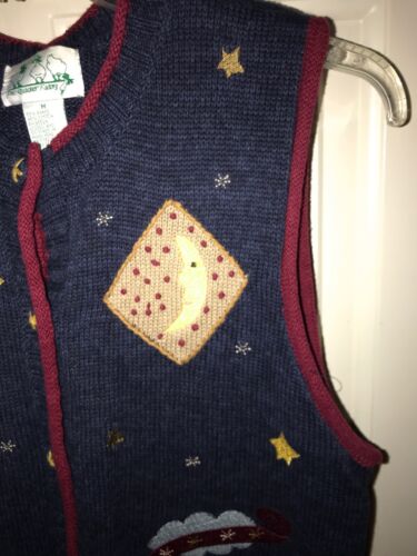 Maglione gilet Quacker Factory usato in ottime condizioni bottoni davanti impreziosito Angel Moon Navy M - Foto 4 di 7