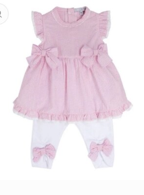Blues Baby 18 Monate 2-teiliges Set rosa Gingham Kleid & Leggings Set neu mit Etikett £44