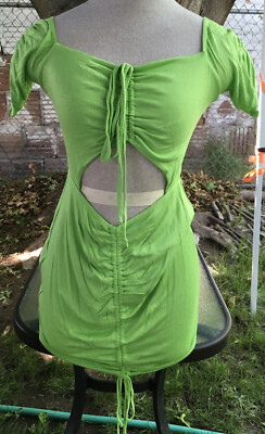 Meek GREEN BodyCon Cut-out Mini Dress SMALL Rayon Spandex Short Sleeve Soft NWOT