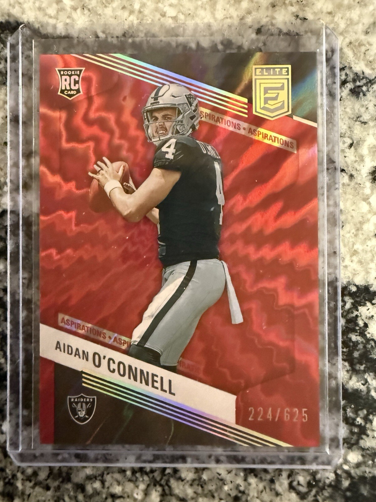 2023 Elite Aspirations Aidan O'Connell RC red 224/625 Las Vega Raiders