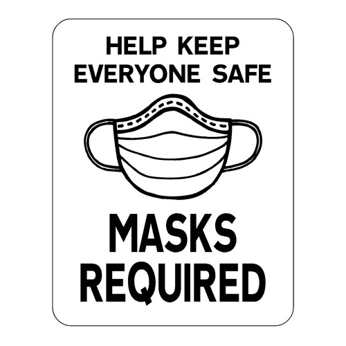 No Mask No Entry Decal Large 8" x 10" Safety SIgn for Store Fronts and