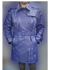 Handmade Women Classic Blue Fashion Leather Over Coat, Fashion Jacket, Sale !!!