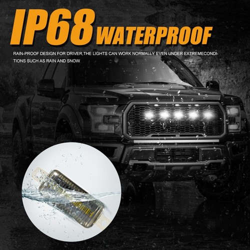 Universal Car Grille Light Bright White LED Grill Light +Wiring Harness Front 5x - Picture 4 of 12
