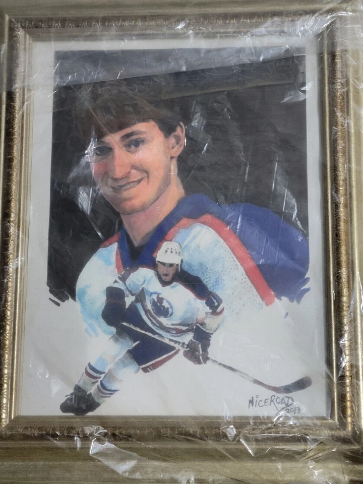 WAYNE GRETZKY EDMONTON OILERS WALL FRAMED PAINT 1 OF 1 ARTIST NAMED " NICEROAD " - Image 3 of 4
