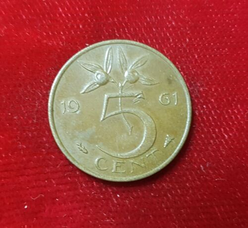 1961 5 Cent Münze Coin Niederlande Holland Königin Juliana - Afbeelding 1 van 2