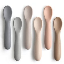 6 Pack Baby Spoons, Shorter Length for Self Feeding, First Stage Spoons, Food Gr