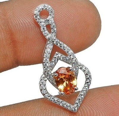 Treated Padparadscha Sapphire & Topaz 925 Sterling Silver Pendant YB3-2