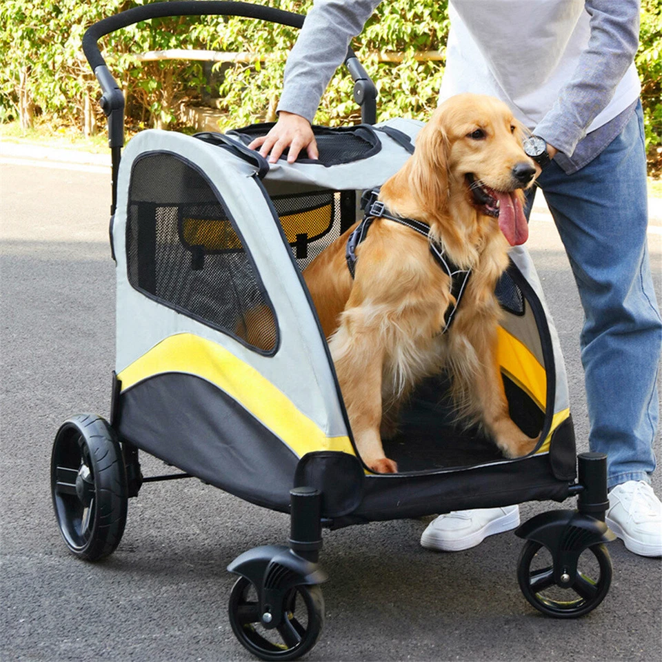 klappbar Hundebuggy Hundewagen Ergonomischer Hundetrolley 4 Räder bis 65kg M-XL - Bild 4 von 4