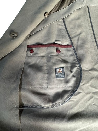 Vintage Sanyo New York Men’s Sz L Khaki Trench Coat Long Over Coat Made in Japan - Picture 9 of 15