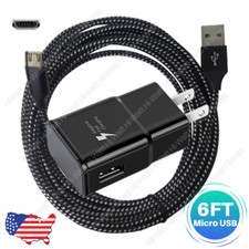 6FT Micro USB Data Cable Fast Wall Charger Charging For Samsung Galaxy S5 Note3