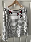 Talbots Womens Bateau Neck Holly Stripe Long Sleeve Top Size Medium NWT *READ