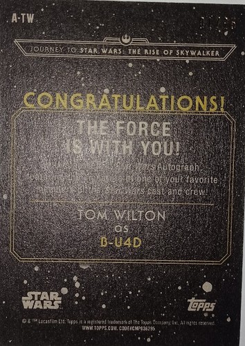 🔥25.01.💥 2019 Star Wars Journey Rise Skywalker Tom Wilton Auto D-U4D - Bild 2 von 3