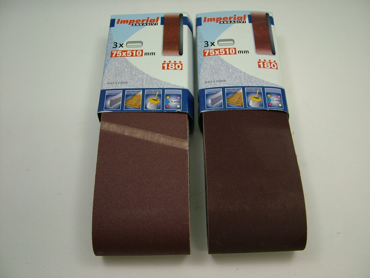 Sanding belts 75 x 510mm fine 180 grit, pack of 6 belts,premium quality European