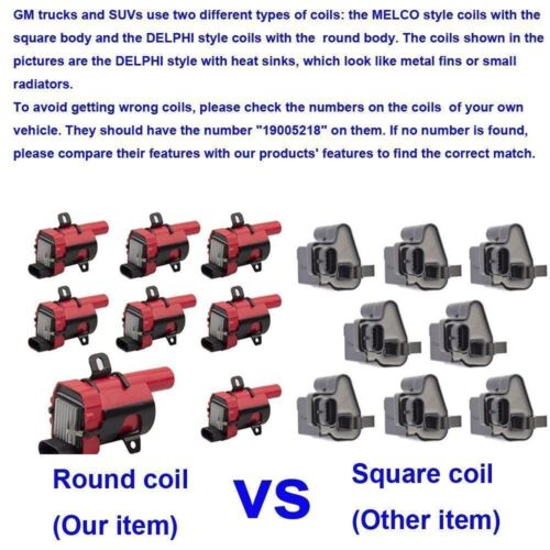 8x Round Ignition Coils for Chevy Silverado 1500 2500 GMC LS 5.3/6.0/4.8L Engine - Picture 2 of 12