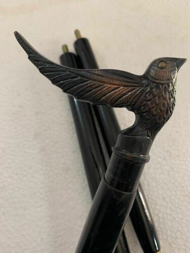 Antico bastone da passeggio in legno vittoriano manico testa uccellino ottone antico canna regalo - Foto 4 di 7