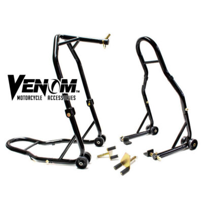 Front & Rear Wheel Lift Stand with Triple Tree Headlift & Paddock Attachments