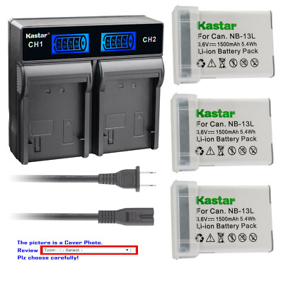 Kastar Battery LCD Rapid Charger for Canon NB-13L CB2LH Canon PowerShot SX720 HS