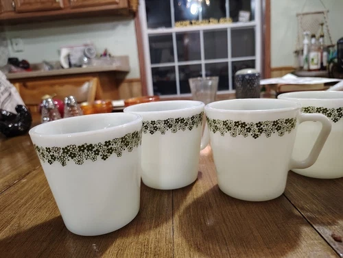 set of 4 pyrex crazy daisy spring blossom coffee mugs
