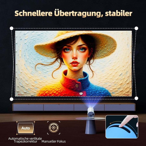 2025 NEU Mini Tragbar Beamer 4K UHD Projektor WiFi Bluetooth Android TV Heimkino - Bild 3 von 7
