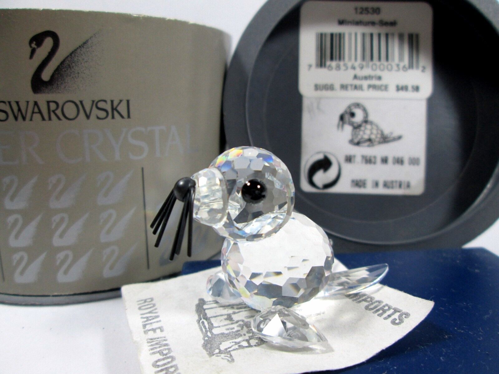 Swarovski Crystal Baby Mini Seal Figurine 012530 Box