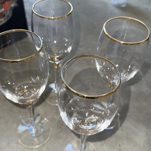 Helix Gold by QUALIA GLASS Set of 4 Wine Glasses Mouth Blown Handpainted Elegant - Picture 2 of 3