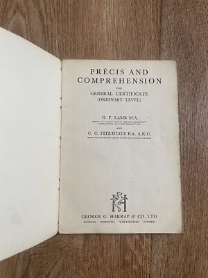 Précis And Comprehension For General Certificate 1952 Ordinary Level Pocket