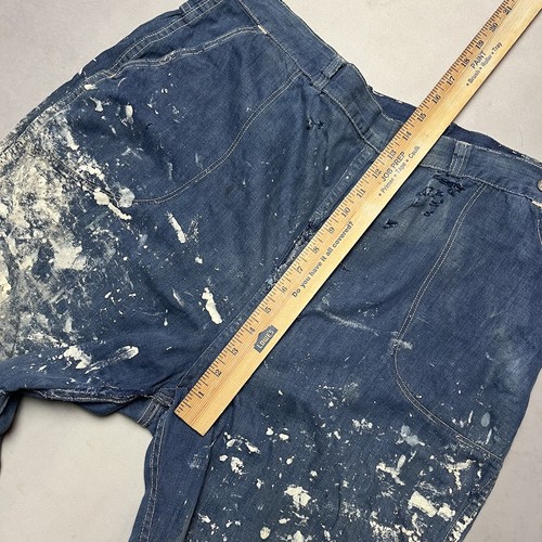 Vintage 40’s 50’s Ranch Craft Side Zip Denim Jeans Paint Thrashed Pants 36 - Picture 6 of 11