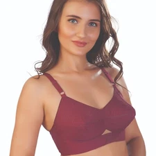 Padded Bullet Bra Organic Cotton- Vintage Retro Bra (Plus Size Available) Maroon