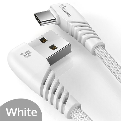 TIEGEM USB C 90 Degree Elbow Design Fast Charge Cable Black White Red 0.3m - 3m - Picture 10 of 11