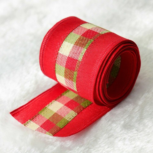 4 Mètres Noël Ruban Bowknot Plaid Jute Gros Grain Cadeau Emballage Décor - Photo 8 sur 17